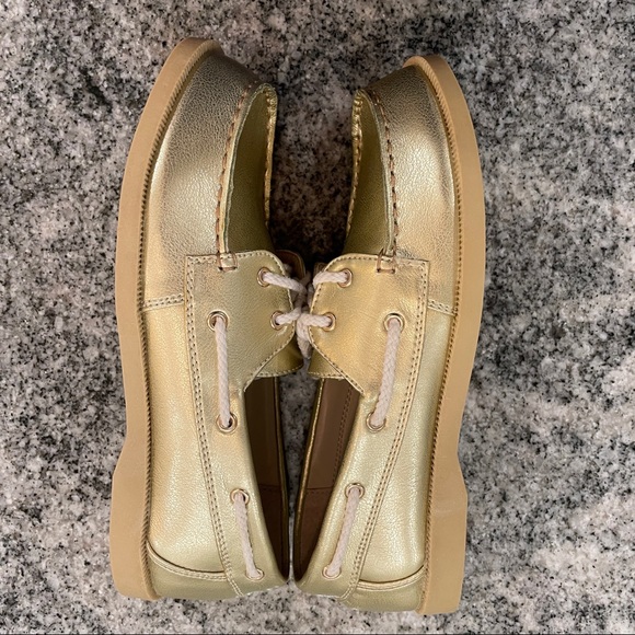 4 Little Miss Matched Girls Youth Gold Metallic Boat Shoes - Picture 5 of 8